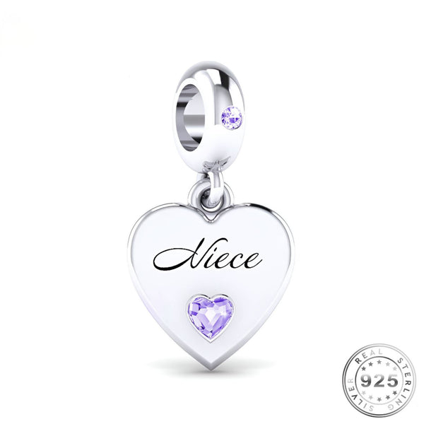 Niece Silver Heart Charm | Niece Silver Heart Pandora | Charms Kingdom
