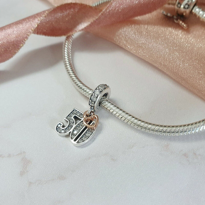 50th Birthday Gift Charm | 50th Birthday Silver Charm | Charms Kingdom