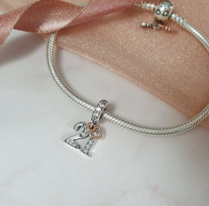 21st Birthday Charm Pandora | 21st Heart Pendant | Charms Kingdom