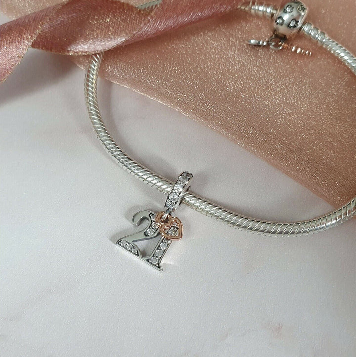 21st Birthday Charm Pandora | 21st Heart Pendant | Charms Kingdom