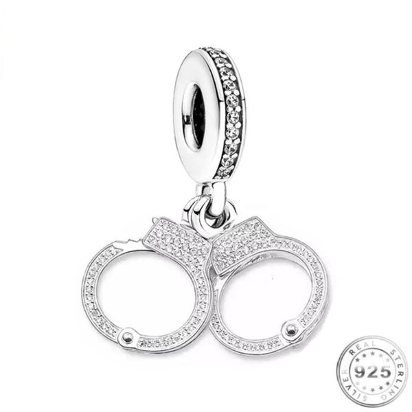925 Handcuffs Charm | Silver Handcuffs Charm | Charms Kingdom