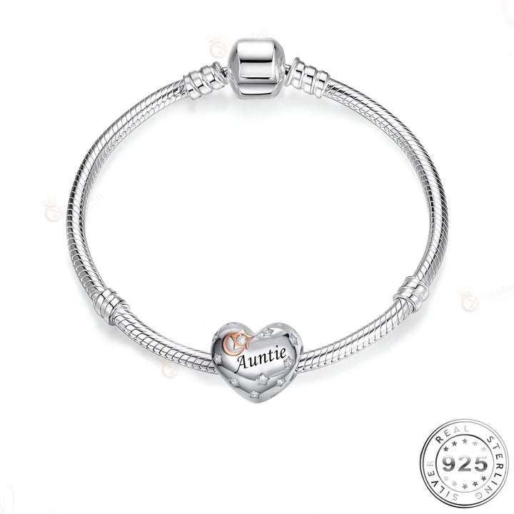 Auntie Heart Charm | Silver Auntie Heart Charm | Charms Kingdom