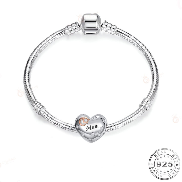 Mum Heart Charm Bracelets | Mum Heart Charm Pandora | Charms Kingdom