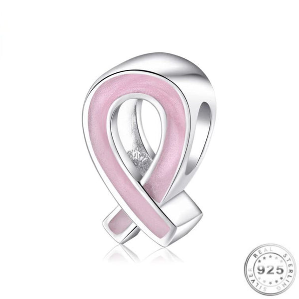 Pink Cancer Ribbon Charm | Pink Cancer Ribbon Pandora | Charms Kingdom