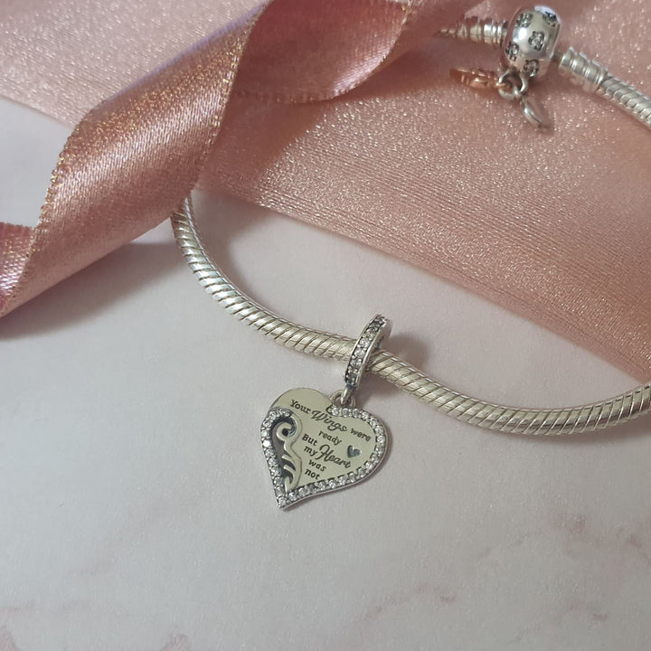 Angel Heart Wing Charm | Angel Memorial Wings Charm | Charms Kingdom