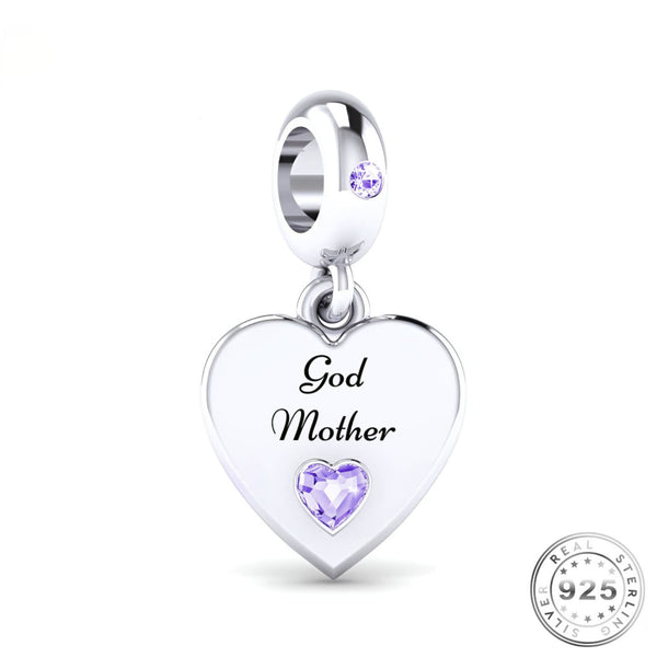 God Mother Heart Charm | God Mother Heart Pandora | Charms Kingdom