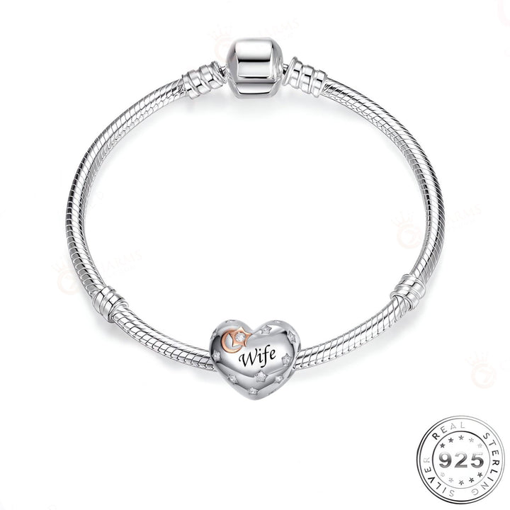 Zirconia Wife Heart Charm | Zirconia Wife Pandora | Charms Kingdom