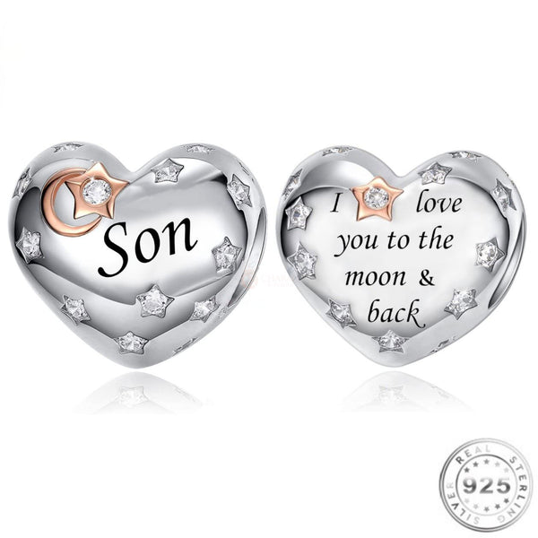 Son Heart Charm | Son Heart Pandora | Charms Kingdom