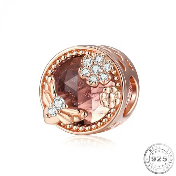 Rose Gold Bee Charm | Crystal Rose Gold Bee Charm | Charms Kingdom