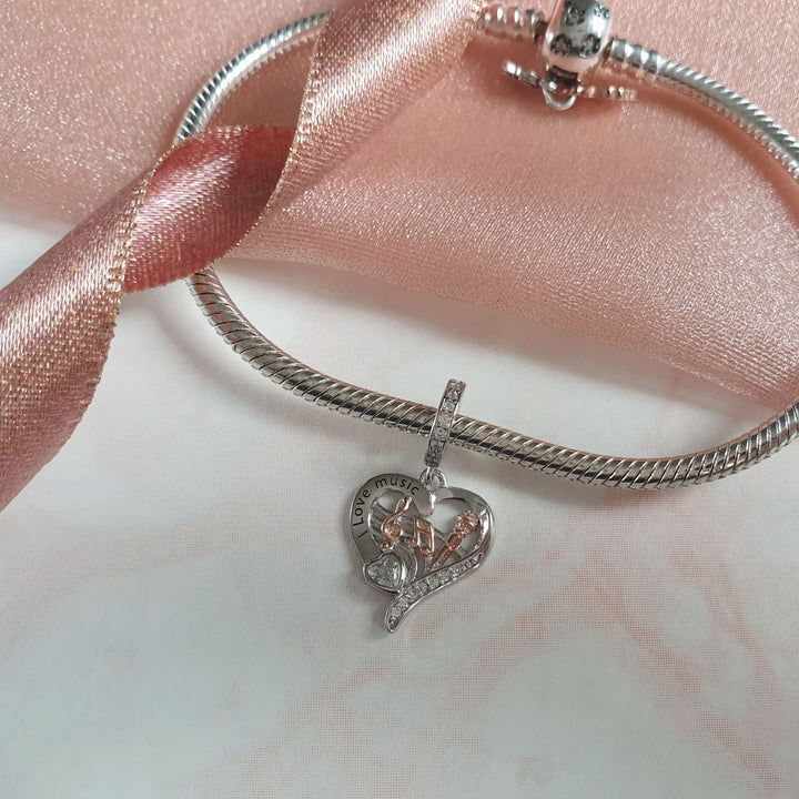 Music Heart Charm | Music Heart Pandora | Charms Kingdom