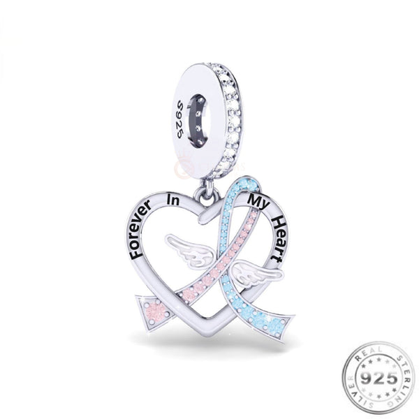 Baby Loss Angel Wings Memorial Charm 925 Sterling Silver Fits Pandora bracelets
