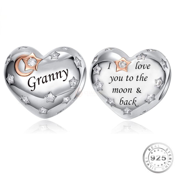 Granny Heart Charm | Granny Sterling Silver | Charms Kingdom