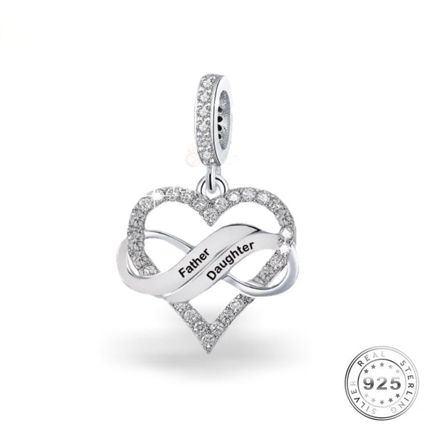 Father & Daughter Infinity Charm fits Pandora 925 Sterling Silver
