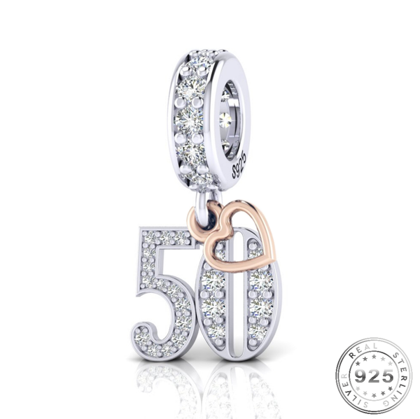 50th Birthday Gift Charm | 50th Birthday Silver Charm | Charms Kingdom