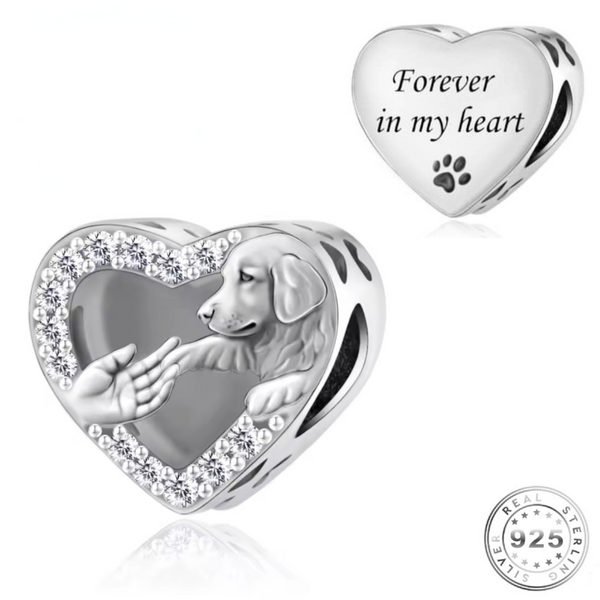 Dog Heart Charm 925 Sterling Silver - Forever in my heart FITS PANDORA