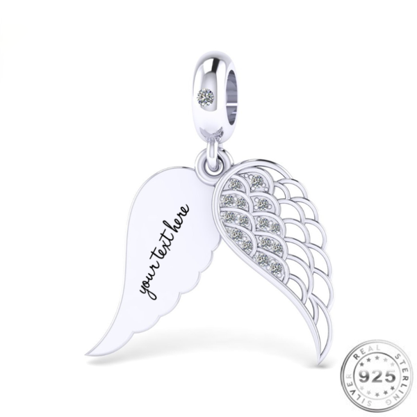 Custom Angel Wing Charm | Silver Angel Wing Charm | Charms Kingdom