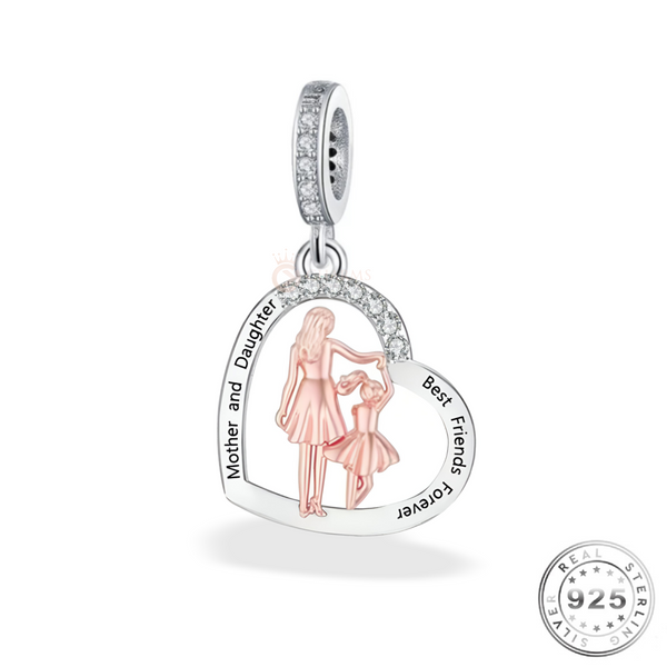 Mum & Daughter Charm 925 Sterling Silver Best Friends Forever ( fits pandora )