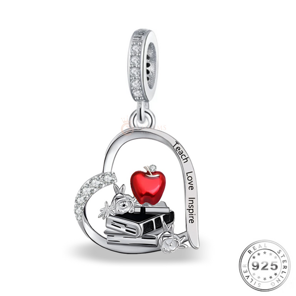 Teacher Charm 925 Sterling Silver ( fits pandora )