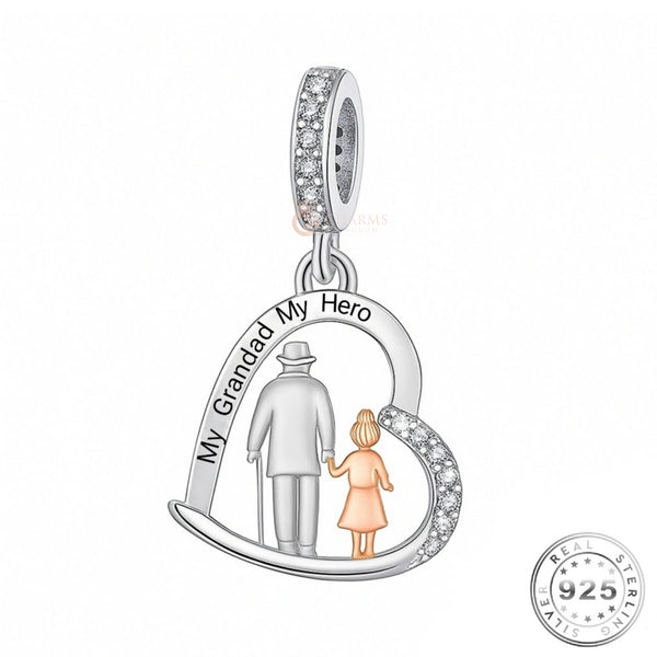 Pandora Fitting My Grandad My Hero Charm 925 Sterling Silver Memorial 