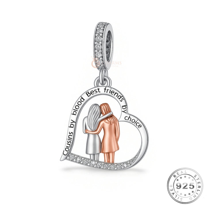 Pandora Fitting Cousins Heart Charm 925 Sterling Silver & Rose Gold