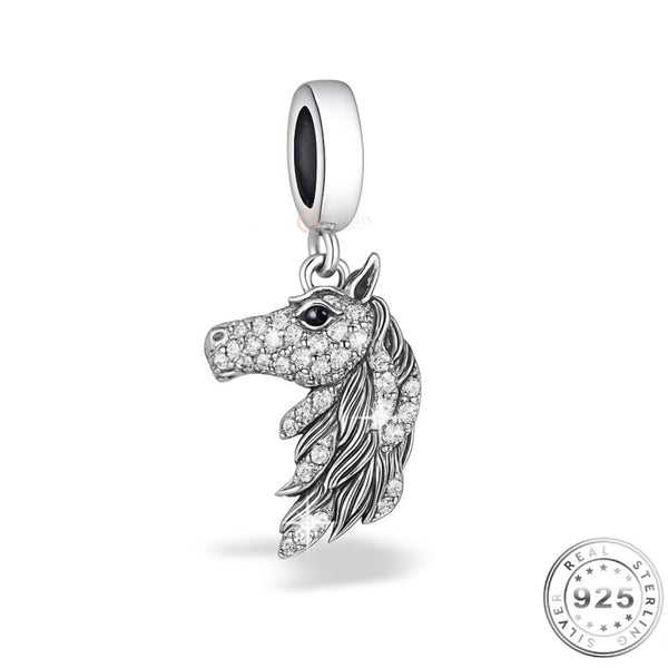 Pandora fitting Horse Charm 925 Sterling Silver & Crystal