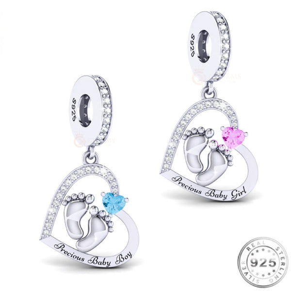 Precious Baby Girl or Boy Footprints Charm 925 Sterling Silver its Pandora