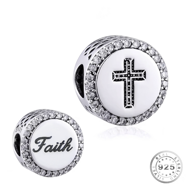 Cross & Faith Charm 925 Sterling Silver fits Pandora