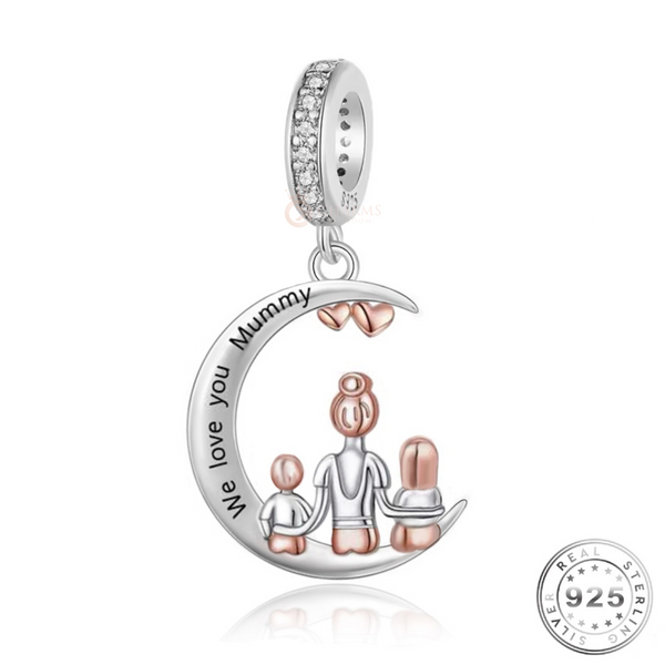 We Love You Mummy Charm 925 Sterling Silver & Rose Gold fits pandora