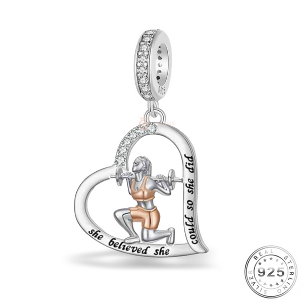Weight lifting / Gym Fitness Charm 925 Sterling Silver fits Pandora