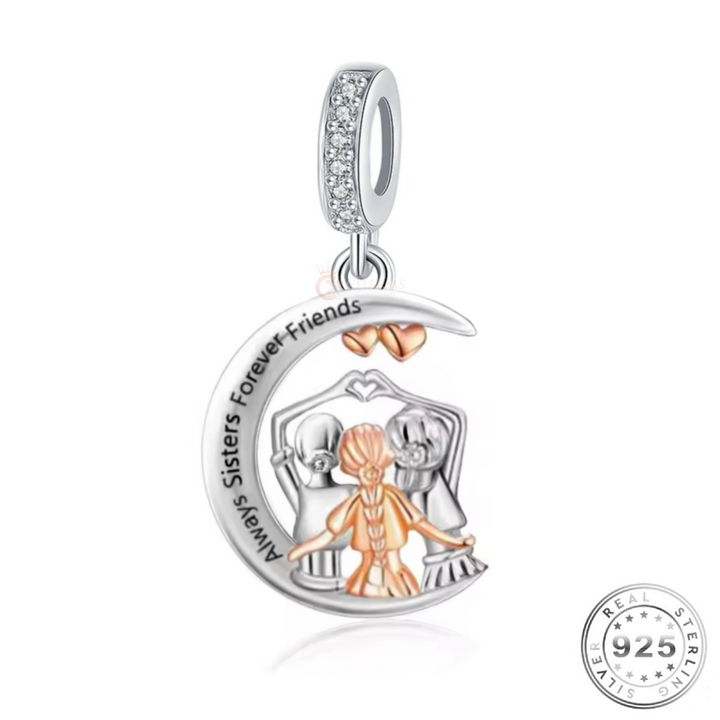 Pandora Fitting Three Sisters Charm 925 Sterling Silver & Rose Gold Sister Gift