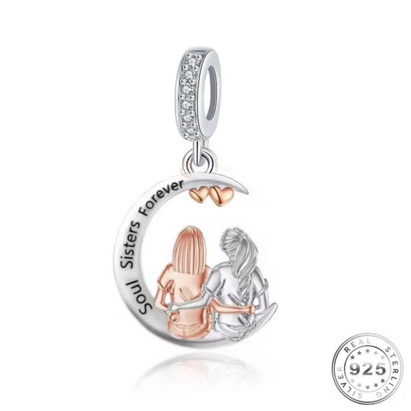 Soul Sisters Forever Charm 925 Sterling Silver & Rose Gold fits PANDORA