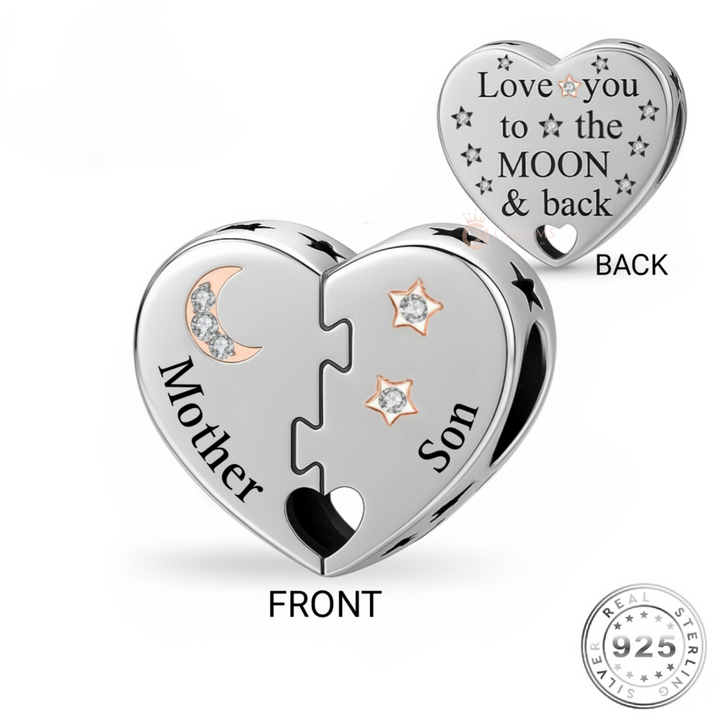 Mother & Son Heart Charm 925 Sterling Silver & Rose Gold Mum fits Pandora 