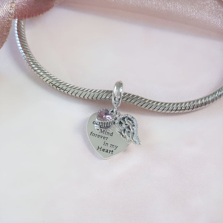 Angel Wings Heart Charm | Forever Wings Heart Charm | Charms Kingdom