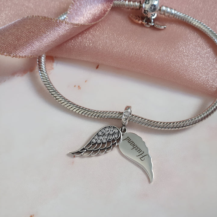 Custom Angel Wing Charm | Silver Angel Wing Charm | Charms Kingdom