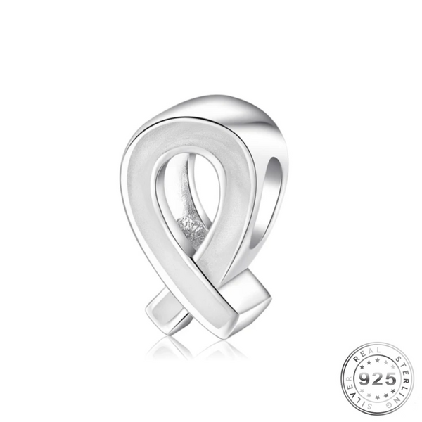 Silver Grey Ribbon Charm | Silver Grey Ribbon Pandora | Charms Kingdom