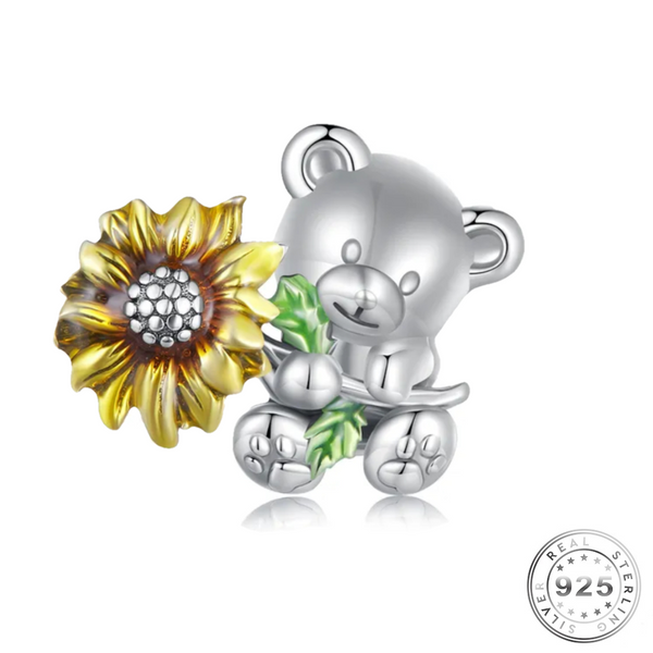 Teddy Bear & Sunflower Charm | Bear Sunflower Charm | Charms Kingdom