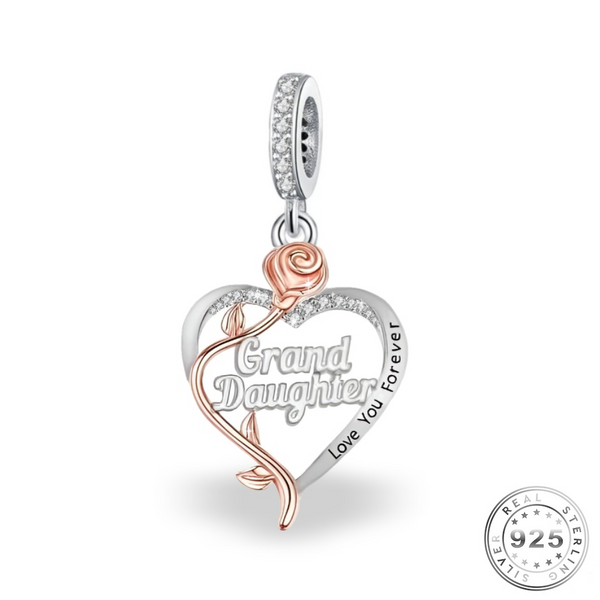 Granddaughter Heart Charm | Sterling Heart Charm | Charms Kingdom