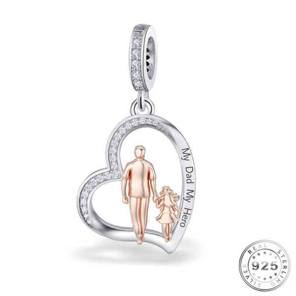 My Dad My Hero Charm 925 Sterling Silver & Rose Gold ( fits pandora )