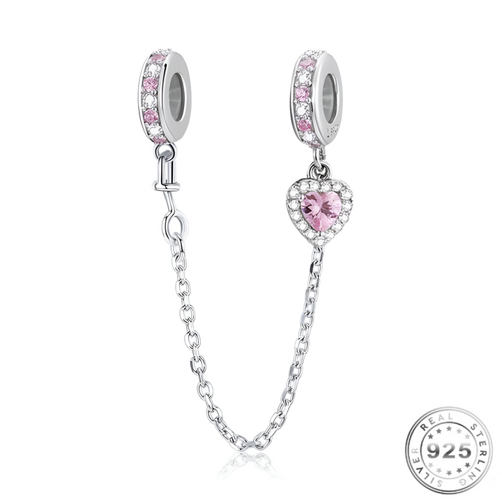 Pink Crystal Safety Chain 925 Sterling Silver