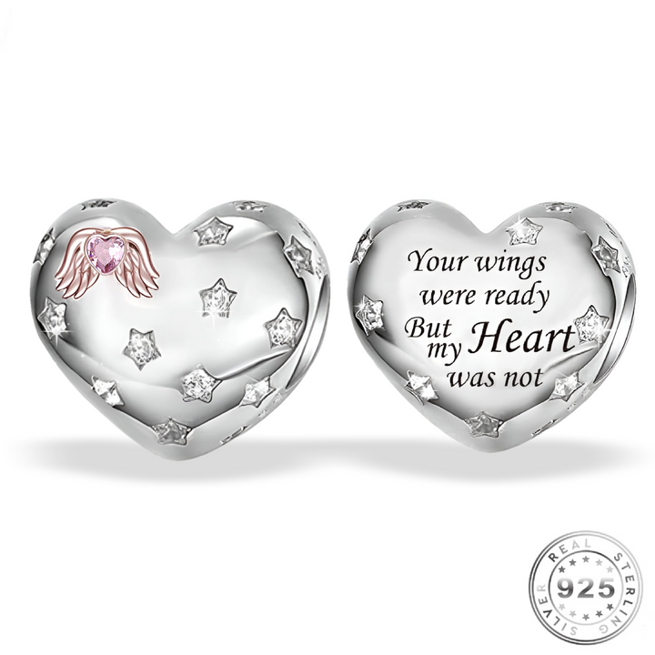 Angel Wings Charm 925 Sterling Silver - Your wings were ready Quote - fits Pandora