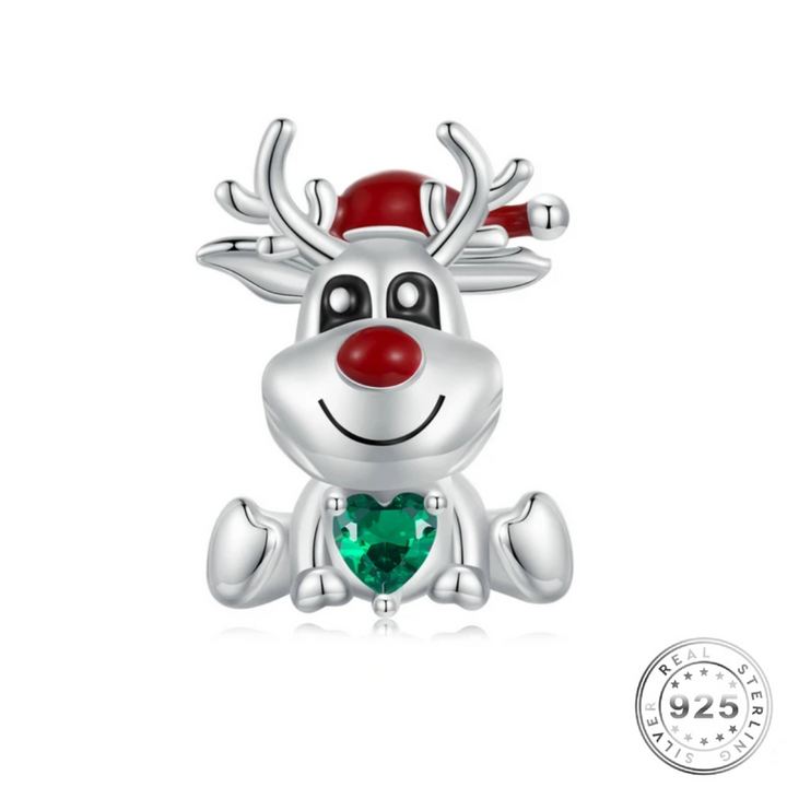 Christmas Reindeer Charm 925 Sterling Silver ( fits pandora )