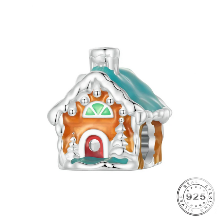 Gingerbread House Christmas Charm 925 Sterling Silver ( fits pandora )