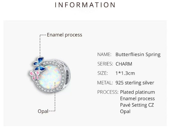 Opal & Butterfly Charm | Opal & Butterfly Pandora | Charms Kingdom